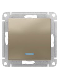 Переключатель Systeme Electric ATLASDESIGN 1-клавишный с подсветкой сх. 6а 10АХ  шампань ATN000563