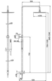 Душевой комплект Paini RST1 штанга 845-1245мм,верхний душ 240мм, ручной душ, цвет:хром 50CR191ART5P3