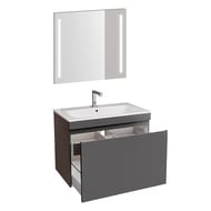 Geberit Renova Тумба с раковиной 80 см, лава матовая +Зеркало Option Basic с подсветкой 529.916.JK.8