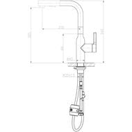 Смеситель для кухни BelBagno BB-LAM35-IN поворотный излив, выдвижная лейка с аэратором, сатин