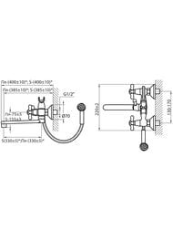 Смеситель для ванны VARION Armaturen БЕТА 7019171 резиновые кран-буксы, плоский излив 400мм