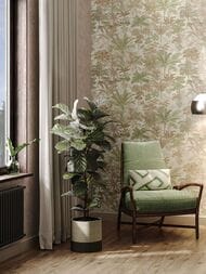 Обои виниловые на флизелине Kerama Marazzi Оазис мотив (1,06х10,05) бежево-зеленые KM6203 (рул.)