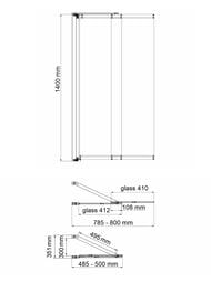 Шторка на ванну WasserKraft Main 800х1400 41S02-80 WasserSchutz Fixed с фиксатором, стекло прозрачное,профиль серебристый