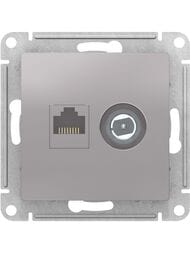 Розетка Systeme Electric ATLASDESIGN двойная компьютерная+ТВ RJ45+TV категория 5E алюминий ATN000389
