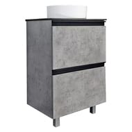 Тумба COMFORTY Эдинбург-60Н(600х950х400) с раковиной,черной столешницей,бетон светлый 00-00004767