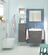 Тумба с раковиной Burgbad Eqio 630х490х645 подвесная, 2 ящика, LED, серый SEZA063F2010C001