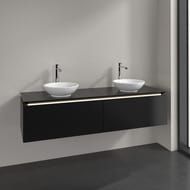 Тумба под 2 умывальника Villeroy & Boch LEGATO (1600х380х500) подвес., 2 ящ., черн.матов B599L0PD