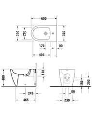 Биде напольное Soleil by Starck 370х600мм, белый, отверстие под смеситель 2298100000