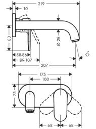 Смеситель для раковины Hansgrohe Vernis Shape 71578000 встраиваемый, однозахватный, хром — миниатюра 3