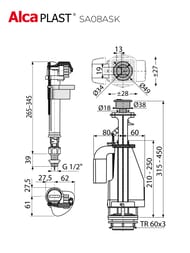 �������� ALCAPLAST SA08ASK 1/2" ��� ������� � ������ ��������, � ������� �������