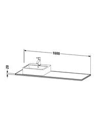���������� Duravit XSquare 1600�550�20 1 ����� �����, ������ ������, ������. ����  XS061HL7777