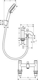 Смеситель на борт ванны Hansgrohe Vernis Blend 71461000 на 2 отверстия, двухзахватный, руч.душ, хром