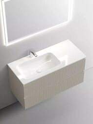 Тумба под раковину SANCOS Snob T (995х445х500) подвесная, левая, два ящика, Beige Soft SNT100LCE