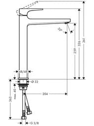 Смеситель Hansgrohe Metropol 32512140  для умывальника, с донным клапаном, 260мм, шлифов бронза