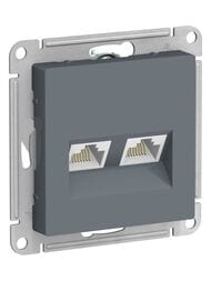 Розетка Systeme Electric ATLASDESIGN двойная компьютерная RJ45+RJ45 категория 5E грифель ATN000785