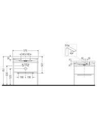 Консоль с раковиной Duravit Happy D.2 Plus 575х850х490 напольная, полка дуб средиземн. HP4835O7171 — изображение 3