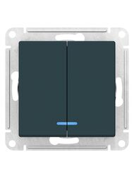 Выключатель Systeme Electric ATLASDESIGN 2-клавишный с подсвет. схема 5а 10АХ изумруд  ATN000853