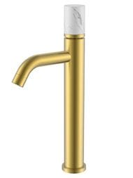 Смеситель Boheme Stick 122-MG-MR-W для раковины, на 1 отв,однозахв, ручка мрамор, золото мат