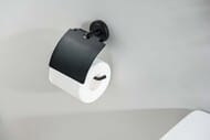 Держатель для туалетной бумаги Aquatek Оберон AQ4209MB подвесной, с крышкой, цвет: черный матовый