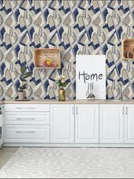 Обои виниловые на флизелине Grandeco Flora R114119 (1,06х10,05) геометрия, синие (рул.)