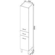 Пенал Aquanet Верона 35 L (350х2000х339) напольный, бельевая корзина, белый акрил 187316