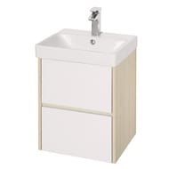 Тумба под умывальник AQUATON Сканди 45 1A251601SDB20 432x427x522 2 ящика, белый глянец/дуб верона — миниатюра 1
