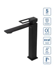 Смеситель на раковину BelBagno LUCE LUC-LMC-NERO-W0 высокий, однозахватный, без д/к, черный матовый