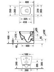Унитаз подвесной Duravit Viu 370х480 безободковый, антигрязевое покрытие 25730900001