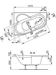 ����� ��������� VAGNERPLAST SELENA 147 L (1470�1000�430) �������, ����� VPBA141SEL3LE-04