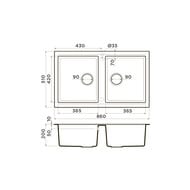 Мойка Omoikiri TEDORI 86-2 WH (860х510х200) врезная, 2 чаши, тетогранит, цвет белый 4993927