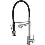 Смеситель для кухни BelBagno BB-LAM50-IN 2 излива - поворотный и гибкий, без донного клапана,сатин