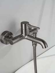Смеситель для ванны/душа Aquatek Европа AQ1340BGM настенный, однозахв., излив 196мм, сталь оруж — миниатюра 3