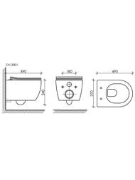 Комплект Подвесной унитаз Play Rimless+Система инсталляции Balance, кнопка Square, черный матовый CN3001_121002MB