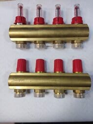 Уценка! Коллектор DANFOSS 1" на 4 вых. 3/4" с преднастройкой и расходомерами 088U0524