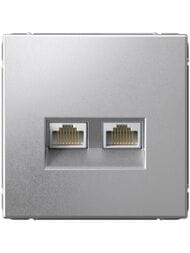 Розетка Systeme Electric ARTGALLERY двойная компьютерная RJ45+RJ45, кат.6А, алюминий, GAL000388
