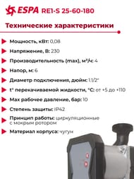 �������������� ����� ESPA RE1-S 25-60-180, � ��������� ��������������, 180��, ��� ����