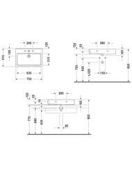 Умывальник DURAVIT VERO 700х470х165 отверстие под смеситель, перелив 0454700000