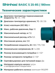 ����� �������������� SHINHOO BASIC S 25-8S 180 1x230�, 1 1/2", � �������, 71211003