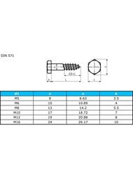 Чертёж Шуруп сантехнический DIN 571 Zn 6х100 (2 шт.) белый цинк, КР.021675