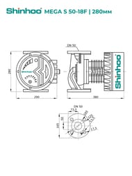 Насос циркуляционный SHINHOO MEGA S 50-18F 1x230В, DN 50, фланцевый, 71121007