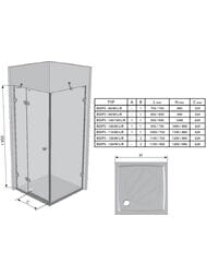 ������� ������ RAVAK BRILLIANT BSDPS-80/80L (795�795�1950) ��������� �����, ������, ����+Transparent