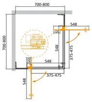 Душевой уголок CEZARES SLIDER-А-2 (700-800х700-800х1950) стекло прозрачное/профиль оружейная сталь SLIDER-A-2-70/80-C-GM