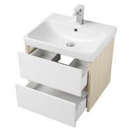 Тумба под умывальник AQUATON Сканди 70 1A251801SDB20 682x427x591 2 ящика, белый глянец/дуб верона — изображение 3