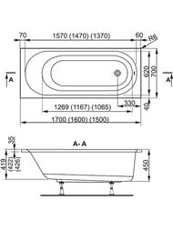 ����� ��������� VAGNERPLAST KASANDRA 170 (1700�700�450) �������������, ����� VPBA177KAS2X-04