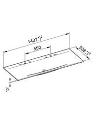 Раковина Keuco Edition Lignatur 1405х538 накладная на тумбу,6 отверстий под смес., белый 33360311406