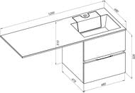 Тумба с раковиной Aquanet Алвита 120 R (1200х526х480) правая, подвесная, 2 ящ, серый антрацит 243776