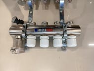 Уценка! Коллекторная группа VALTEC  4 выхода, 1"х3/4" с расходомерами, латунь VTc.596.EMNX.0604