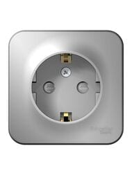 Розетка Systeme Electric BLANCA наруж. с заземл. со шторками изол.пл., 16А 250В, алюм. BLNRA011113