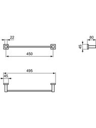 Полотенцедержатель 45 см Ideal Standard IOM Square E2196AA с крепежом, хром