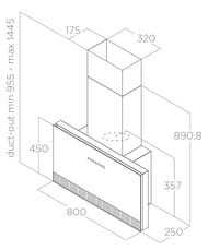 Вытяжка ELICA Super Plat BL/F/80 LED, 800х250х450 мм, 1200м3/ч, 277 Вт, черный PRF0164980